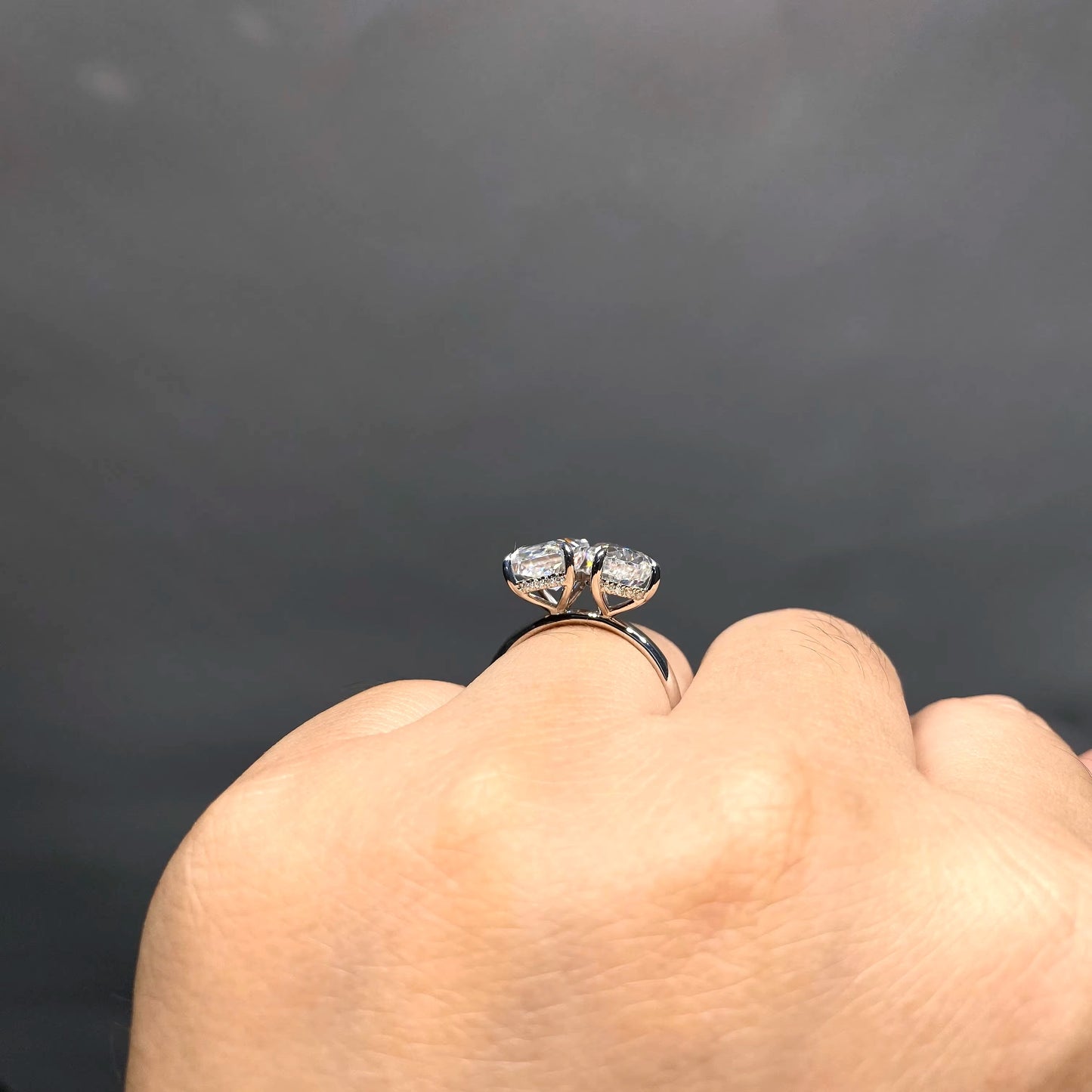 Aura Toi et Moi Radiant Pear Cut with Hidden Halo | 14K 18K Solid Gold | Lab Diamond