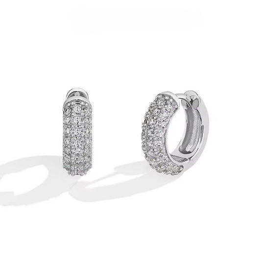 Chic Moissanite Pavé Hoop Earrings - White Gold/Yellow Gold