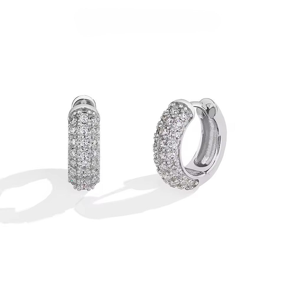 Chic Moissanite Pavé Hoop Earrings - White Gold/Yellow Gold Aura Diamonds