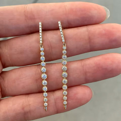 Timeless Dangle Earrings -14K 18K Solid Gold - Moissanite | Luxury Collection