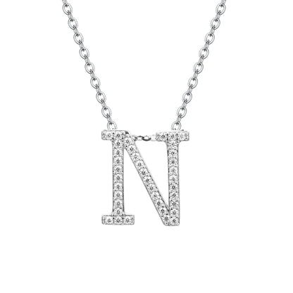 A to Z Moissanite Initial Necklace – Personalized Letter Charm Pendant