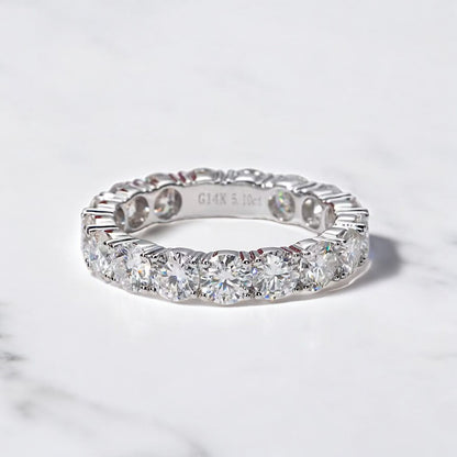 Aura 14K White Gold 4MM Eternity Band | 14K Solid White Gold - Moissanite