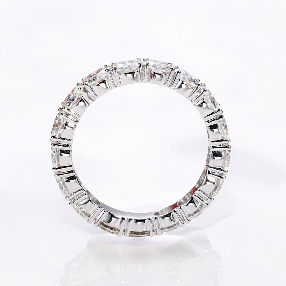Aura 14K White Gold 4MM Eternity Band | 14K Solid White Gold - Moissanite Aura Diamonds