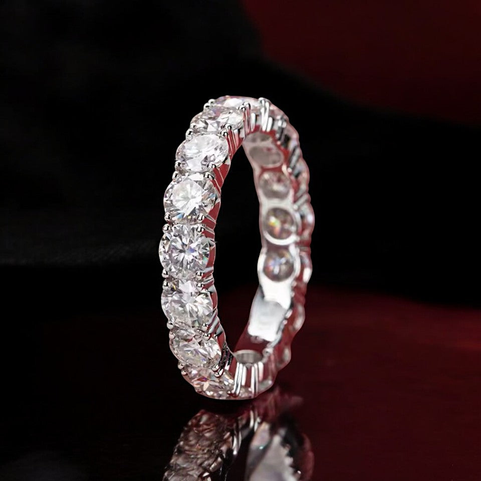 Aura 14K White Gold 4MM Eternity Band | 14K Solid White Gold - Moissanite Aura Diamonds