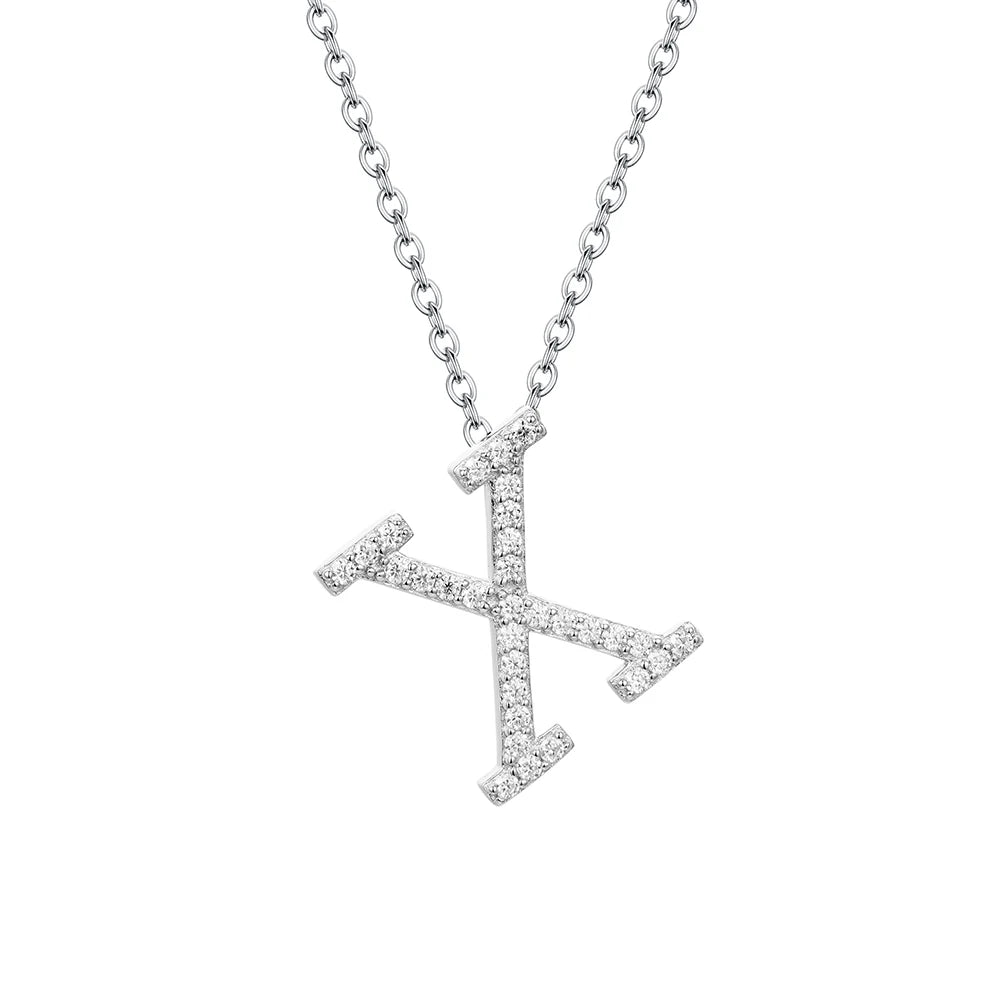 A to Z Moissanite Initial Necklace – Personalized Letter Charm Pendant Aura Diamonds
