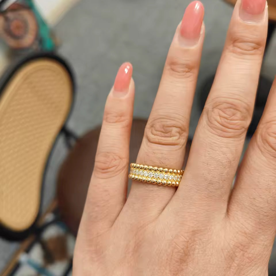 Ivy Beaded Moissanite Band | Sterling Silver Aura Diamonds