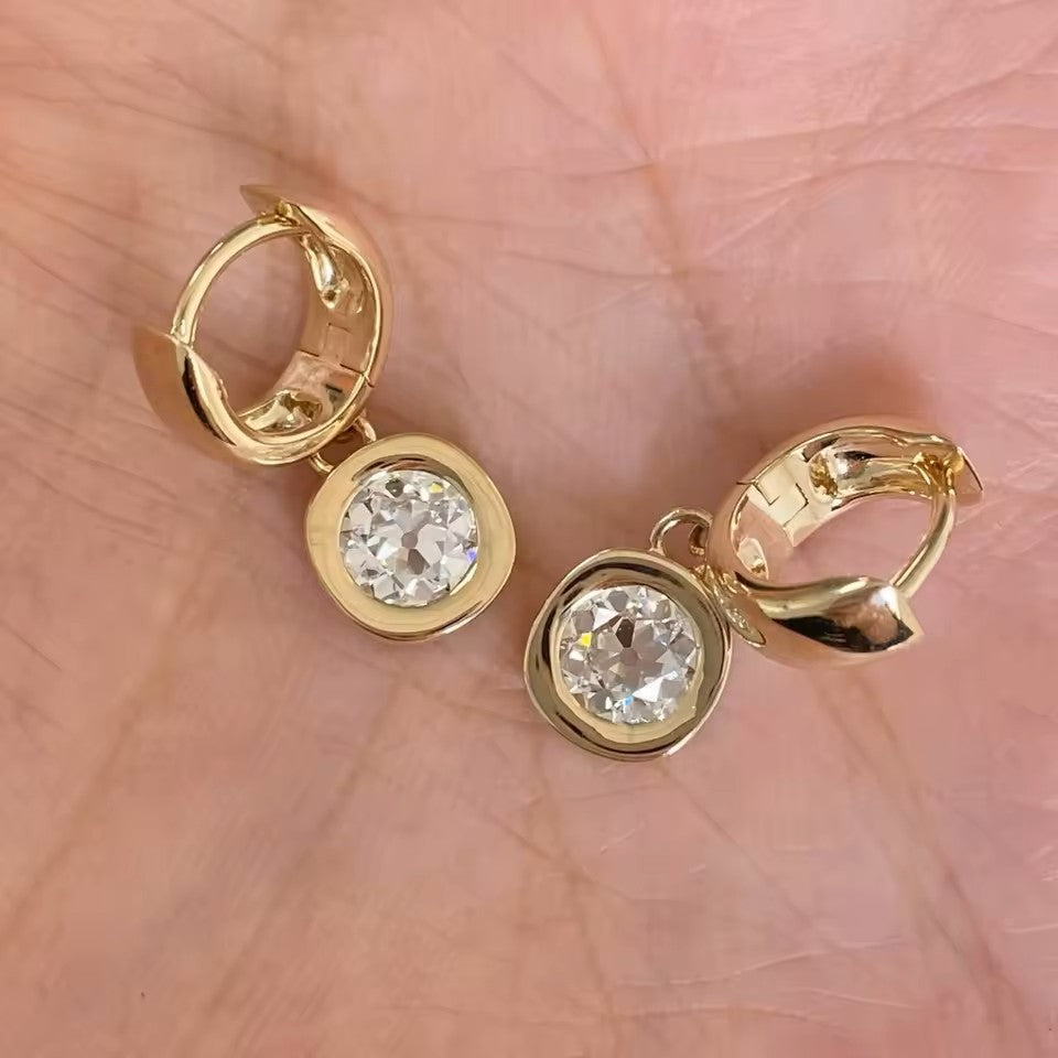 Elegant European Drop Earrings -14K 18K Solid Gold - Moissanite | Luxury Collection