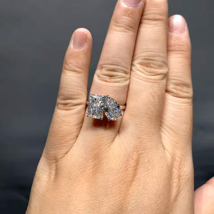 Aura Toi et Moi Radiant Pear Cut with Hidden Halo | 14K 18K Solid Gold | Lab Diamond