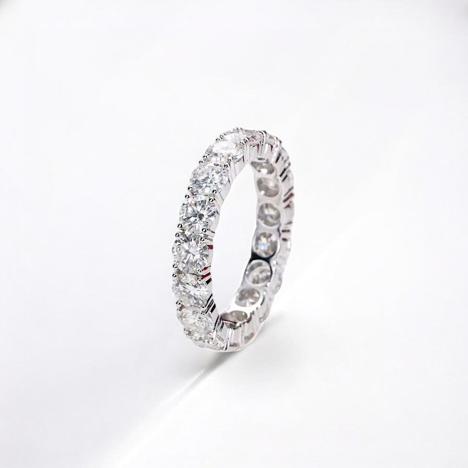 Aura 4MM Eternity Band - Sterling Silver - Moissanite