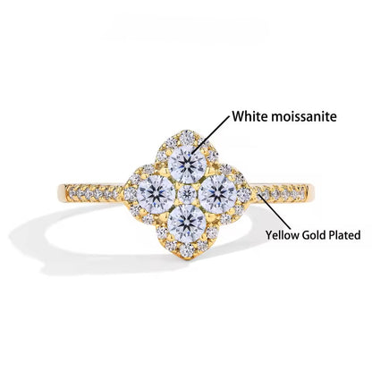 Elegant Clover Leaf Cocktail Ring with Pave Band