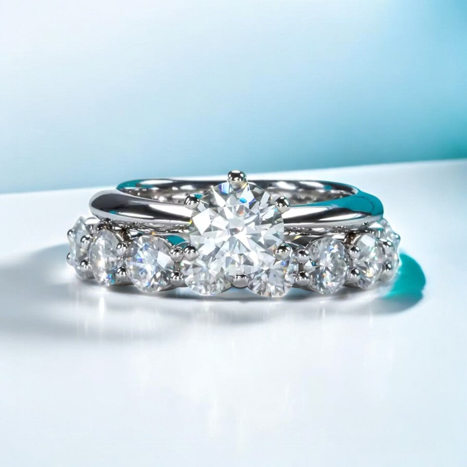 Aura 4MM Eternity Band - Sterling Silver - Moissanite