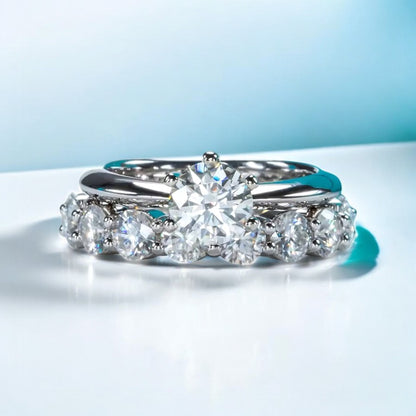 Aura 4MM Eternity Band - Sterling Silver - Moissanite