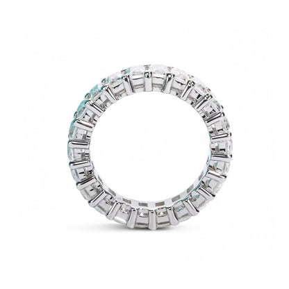 Aura Emerald Baguette Eternity Band ~ 8 Carat Weight- 5MM - Sterling Silver - Rhodium Plated - Moissanite