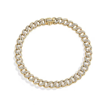 Luxury Cuban-Link Bracelet - Gold/White Gold - Moissanite