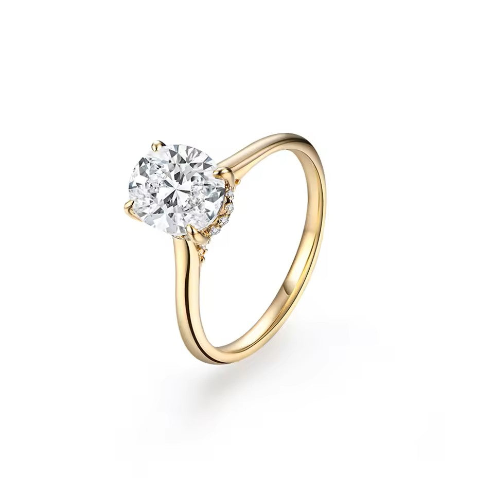 Oval Cut 2 Carat - Solitaire Ring - Hidden Halo - Moissanite | Luxury Collection Aura Diamonds