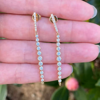 Timeless Dangle Earrings -14K 18K Solid Gold - Moissanite | Luxury Collection