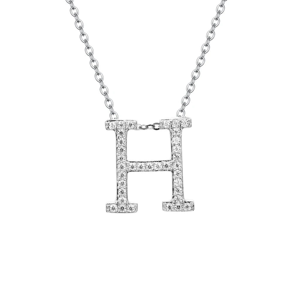 A to Z Moissanite Initial Necklace – Personalized Letter Charm Pendant Aura Diamonds