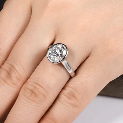 Oval Cut 3 Carat  Moissanite Bezel Solitaire Ring