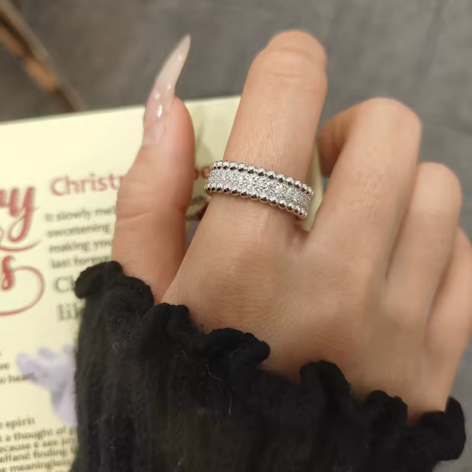 Ivy Beaded Moissanite Band | Sterling Silver Aura Diamonds