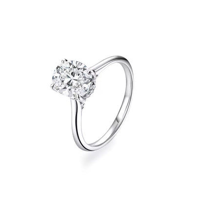 Oval Cut 2 Carat - Solitaire Ring - Hidden Halo - Moissanite | Luxury Collection