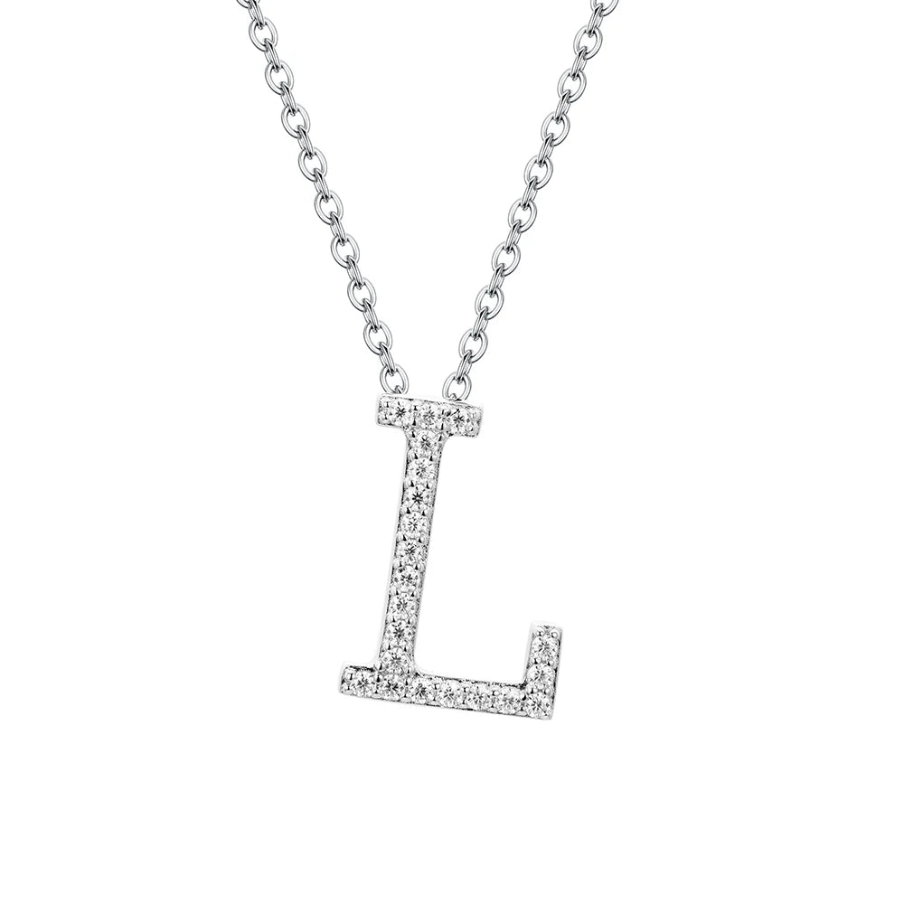 A to Z Moissanite Initial Necklace – Personalized Letter Charm Pendant Aura Diamonds