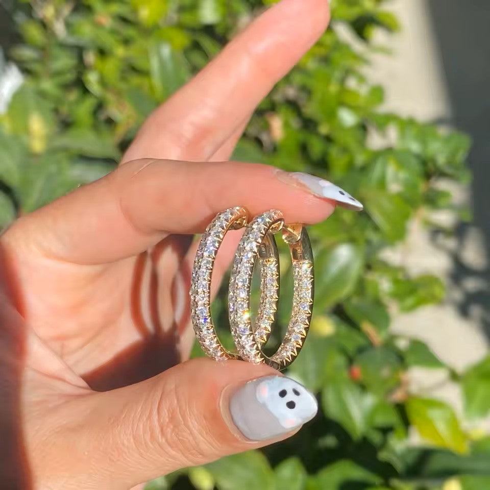 Luxury Hoop Earrings -14K 18K Solid Gold - Moissanite | Luxury Collection Aura Diamonds
