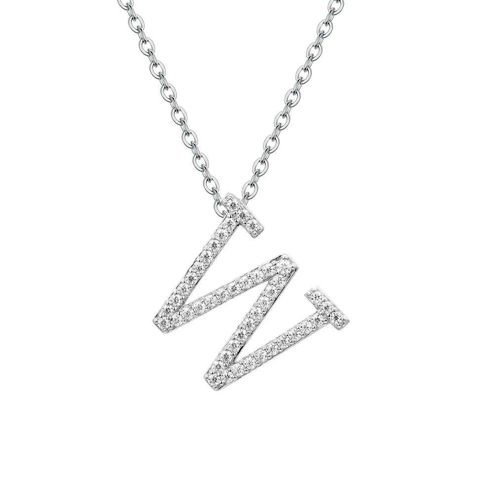 A to Z Moissanite Initial Necklace – Personalized Letter Charm Pendant Aura Diamonds