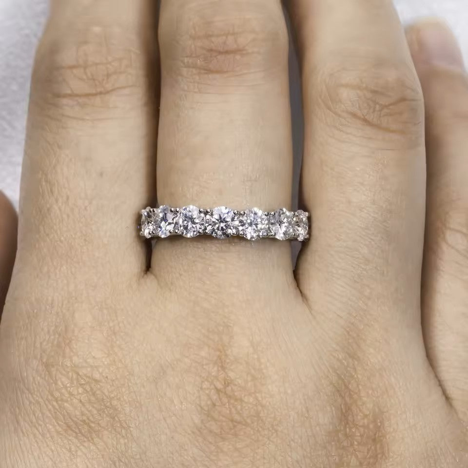 Aura 4MM Eternity Band - Sterling Silver - Moissanite
