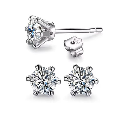 6 Carat/4 Carat/2 Carat Six-Prong Elegant Stud Earrings - White Gold [Moissanite]
