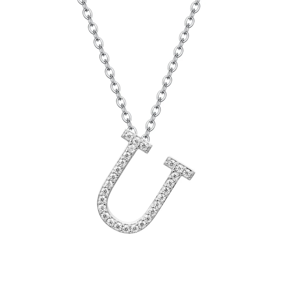 A to Z Moissanite Initial Necklace – Personalized Letter Charm Pendant Aura Diamonds