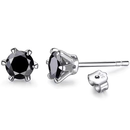 Aura Six-Prong Elegant Stud Earrings - White Gold/Rose Gold/Yellow Gold [Moissanite - Pink/Sea Green/ Black/Yellow Colours]