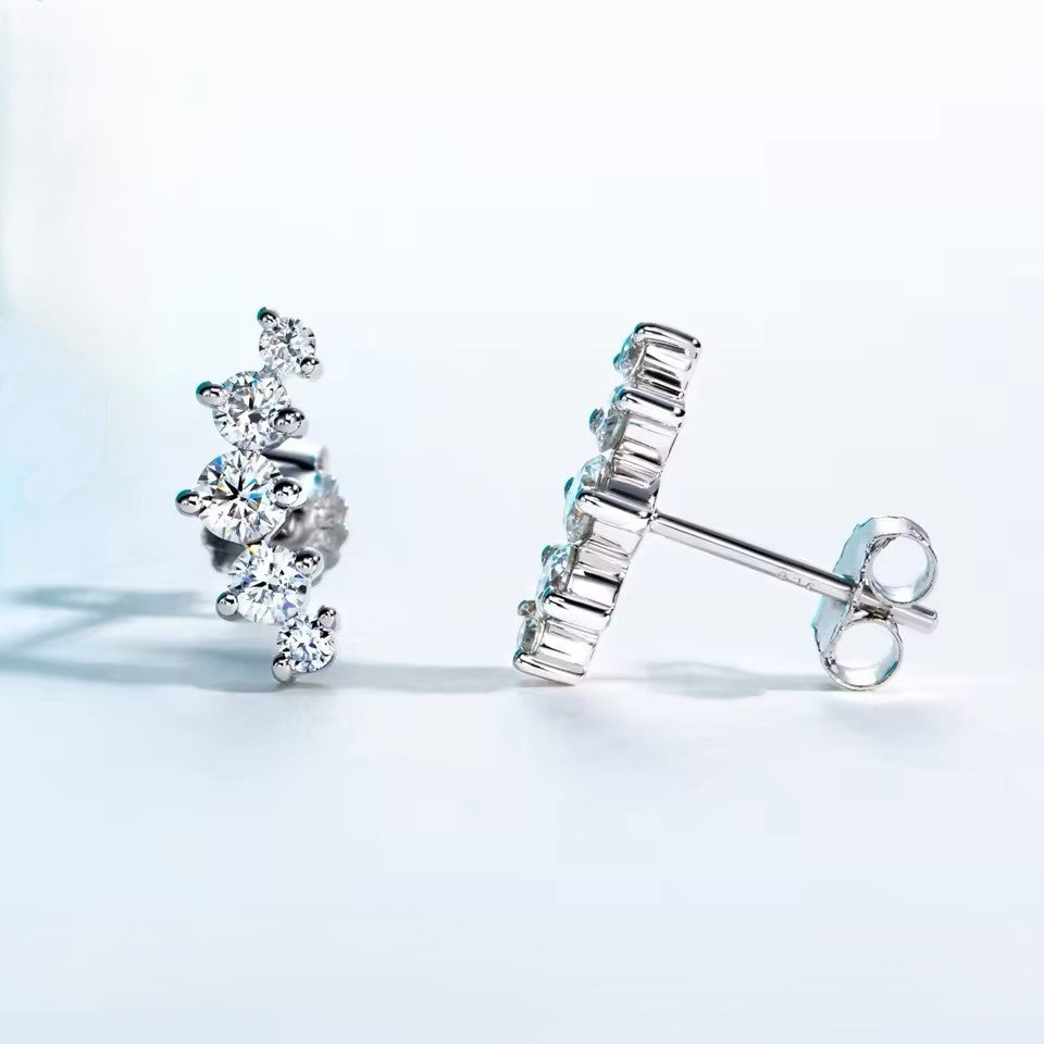 Celeste Dainty Moissanite Stud Earrings - Subtle. Chic. Stunning [Rhodium Plated] Aura Diamonds