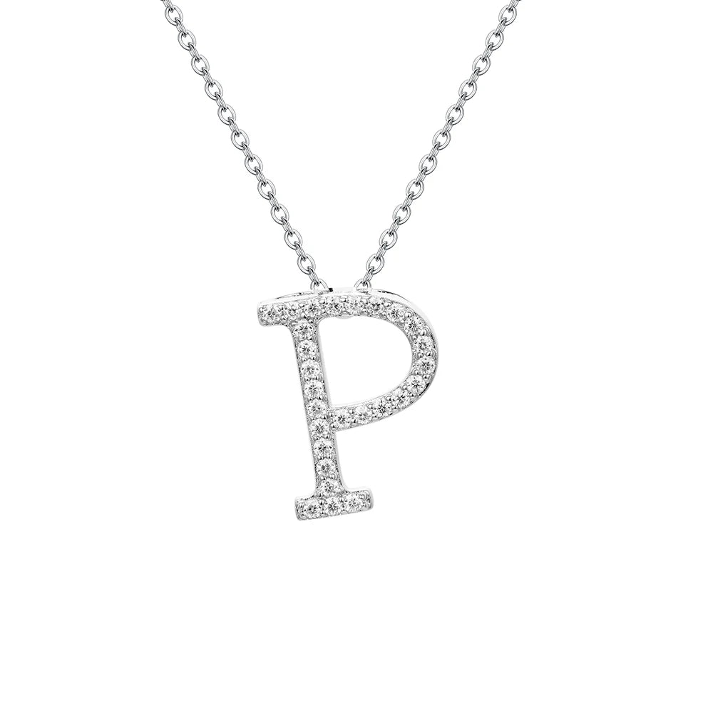 A to Z Moissanite Initial Necklace – Personalized Letter Charm Pendant Aura Diamonds