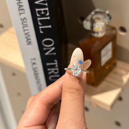 Oval Cut 2 Carat - Solitaire Ring - Hidden Halo - Moissanite | Luxury Collection