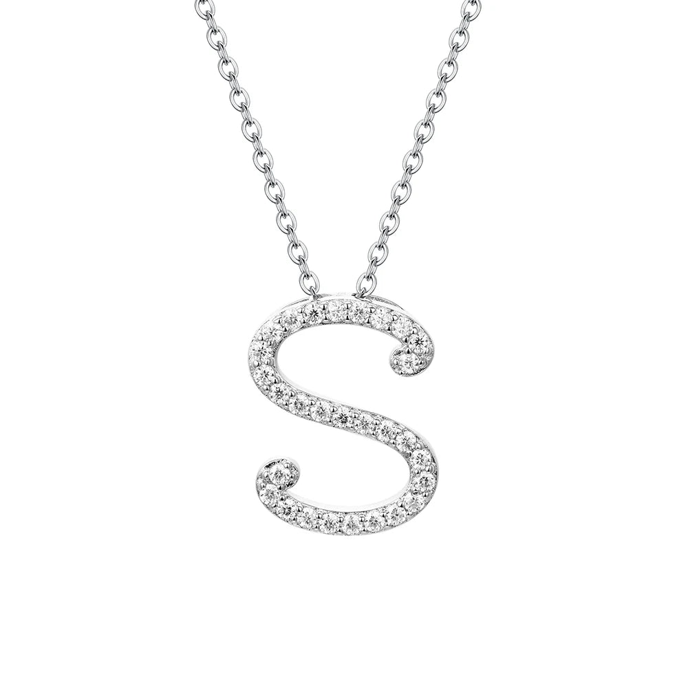 A to Z Moissanite Initial Necklace – Personalized Letter Charm Pendant Aura Diamonds