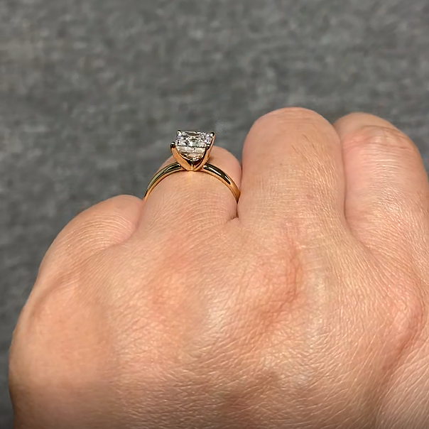 Princess Cut 2 Carat - Solitaire Ring - 4 Prongs | 9K 14K 18K Solid Gold | Moissanite | Luxury Collection Aura Diamonds