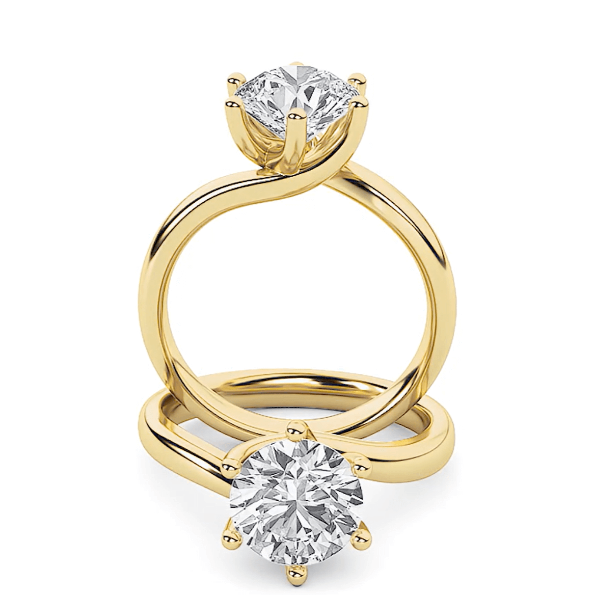 Grace Signature Solitaire - Round Brilliant Cut - Yellow Gold Aura Diamonds