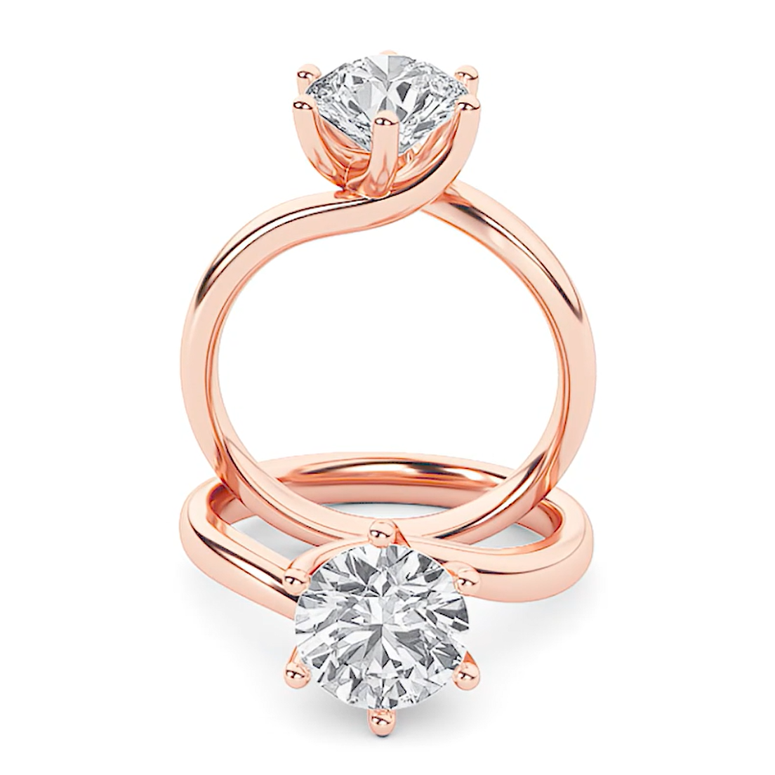 Grace Signature Solitaire - Round Brilliant Cut - Rose Gold Aura Diamonds