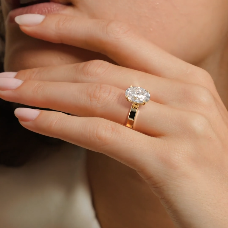 Petal 3 Carat Round Wide Band Lab Diamond Engagement Ring Floral Setting