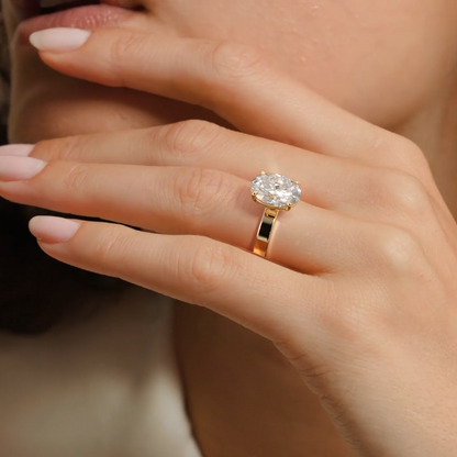 Petal 3 Carat Round Wide Band Lab Diamond Engagement Ring Floral Setting