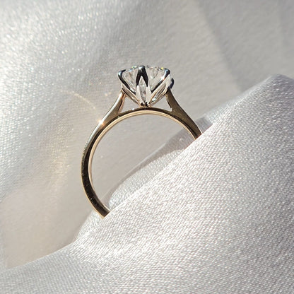 Tulip round solitaire diamond engagement ring viewed from above