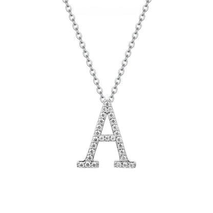 A to Z Moissanite Initial Necklace – Personalized Letter Charm Pendant