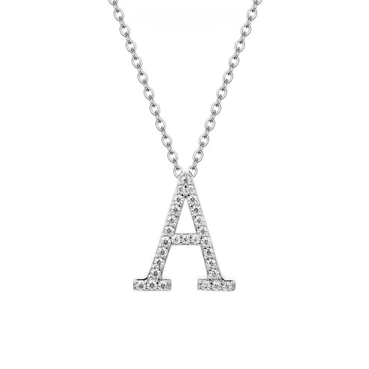 A to Z Moissanite Initial Necklace – Personalized Letter Charm Pendant