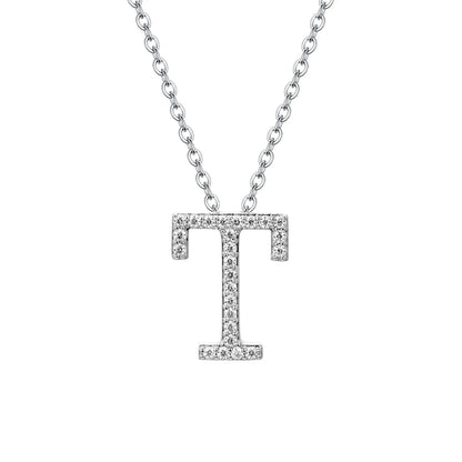 A to Z Moissanite Initial Necklace – Personalized Letter Charm Pendant