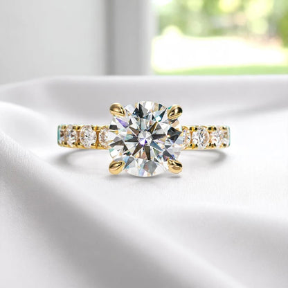 Luxury 4.3 Carat Round-Cut Solitaire Ring with Accent Stones