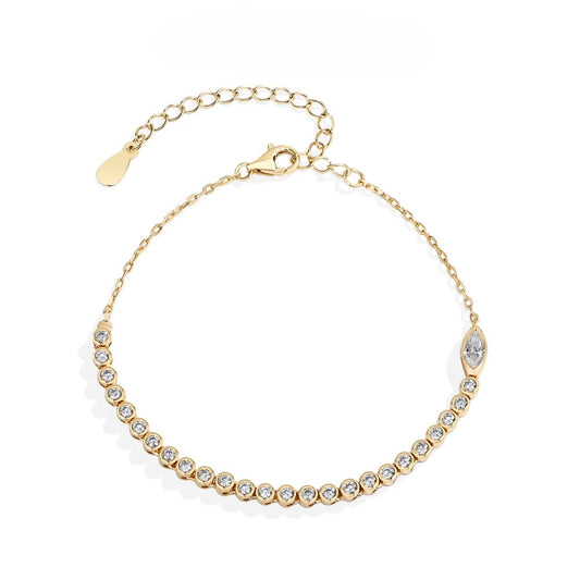 Bezel Tennis Bracelet with Adjustable Chain - Moissanite - 16cm + 5cm Extension
