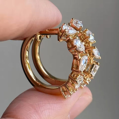Luxury Kiara Hoop Earrings -14K 18K Solid Gold - Moissanite | Luxury Collection
