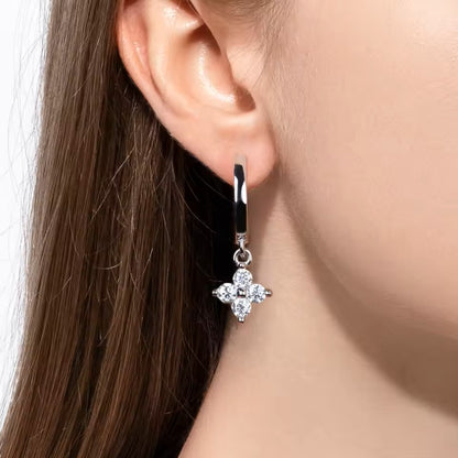 Clover Huggie Earrings | Premium Moissanite