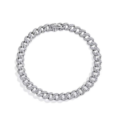 Luxury Cuban-Link Bracelet - Gold/White Gold - Moissanite