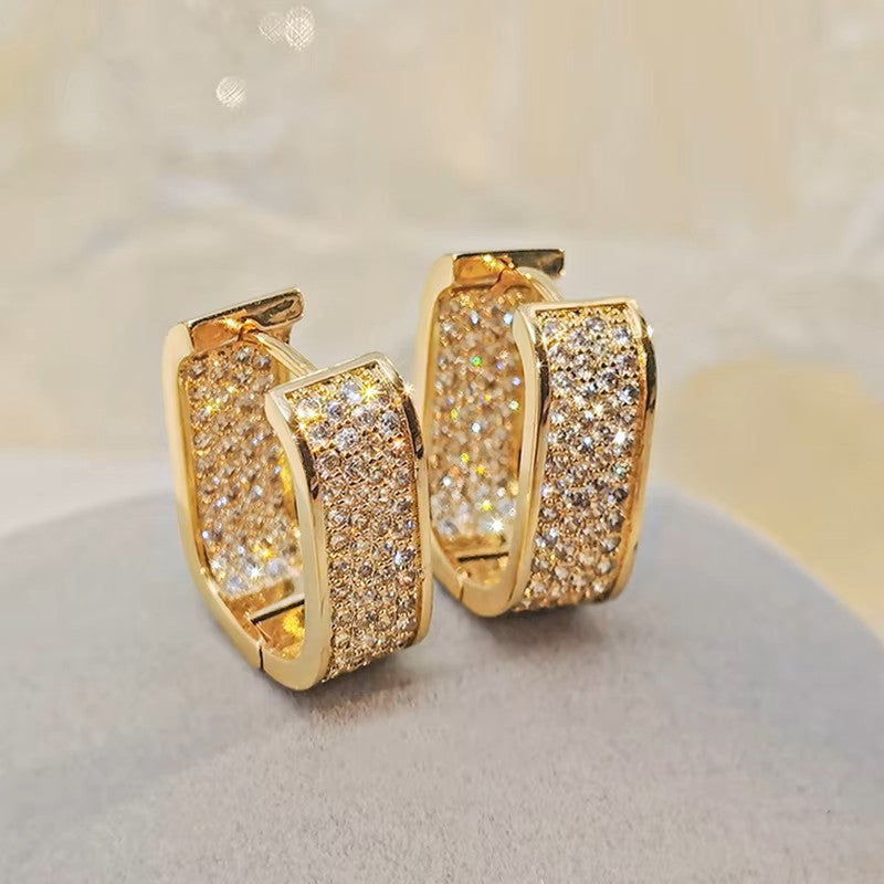 Dazzling Rectangle Hoop Earrings - Moissanite [Rhodium Plated] Aura Diamonds